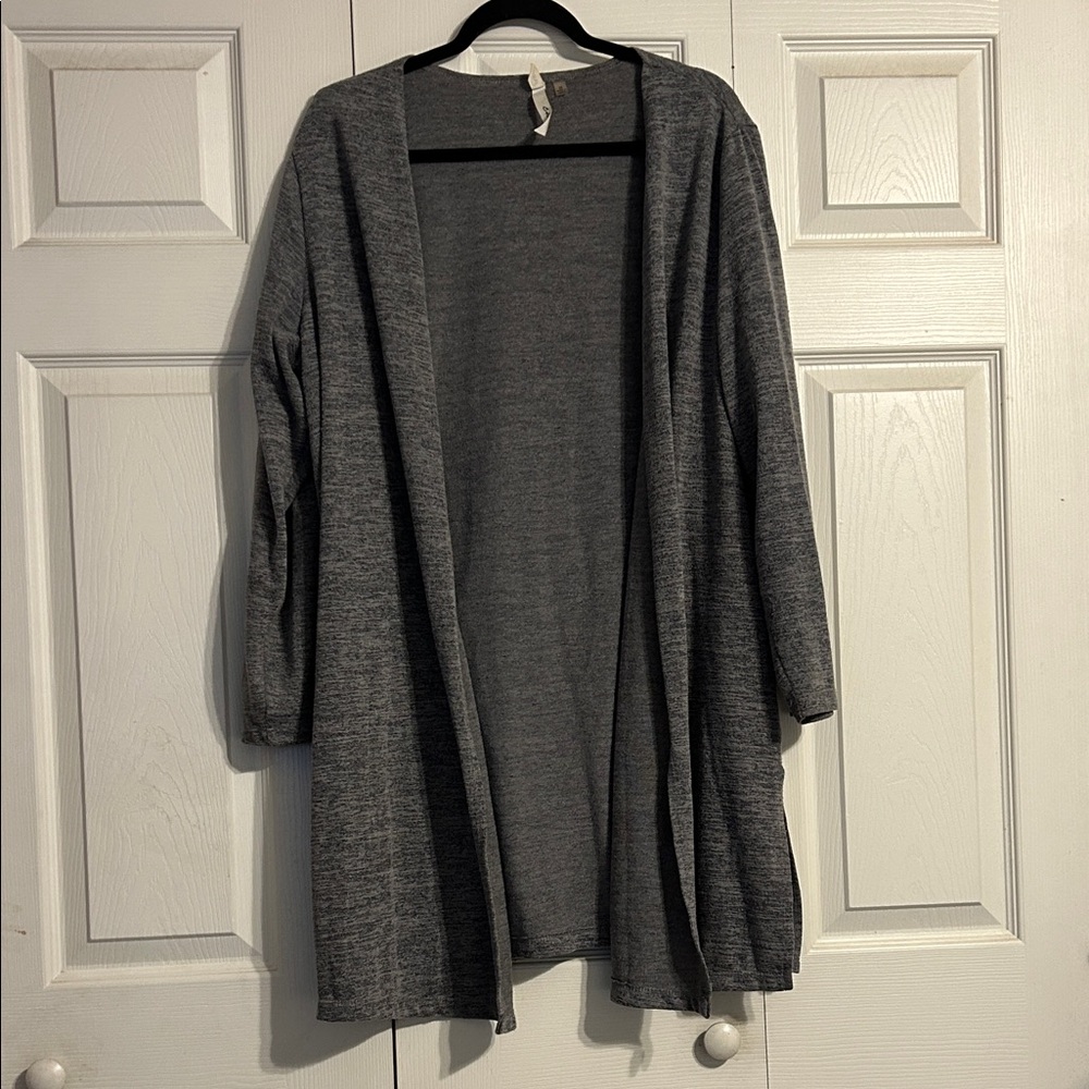 NY COLLECTION Size 2X Heather Blue Gray Women's Open Cardigan Duster Layering